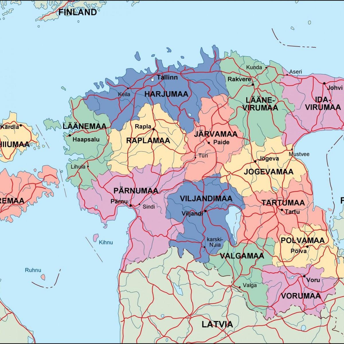 نقشه کشور استونی سیاسی